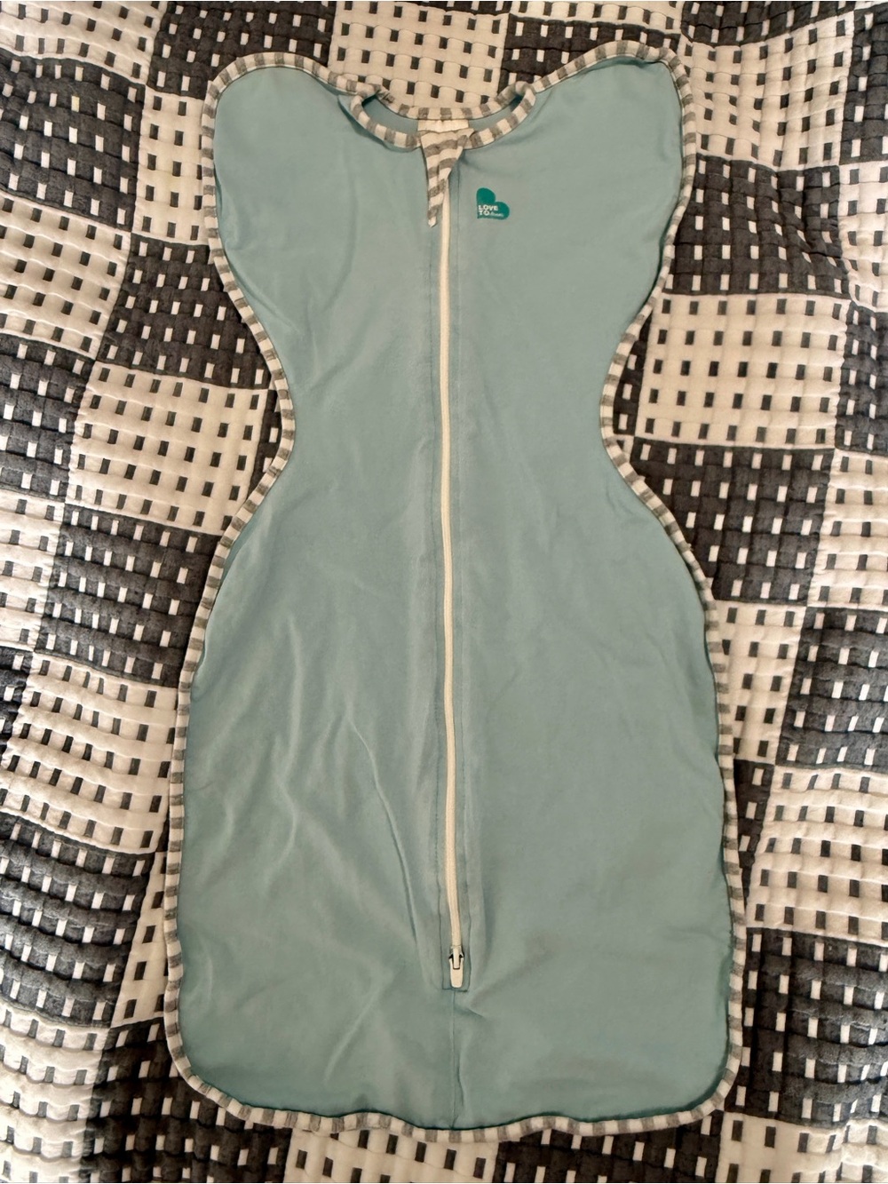 Love To Dream Sleep Sack in Mint Blue with Striped Trim